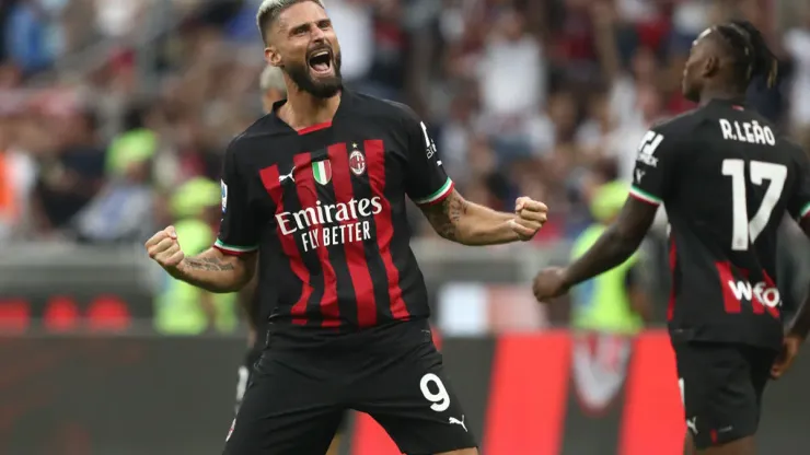 Olivier Giroud, celebrando el gol del Milan – Fuente: Getty
